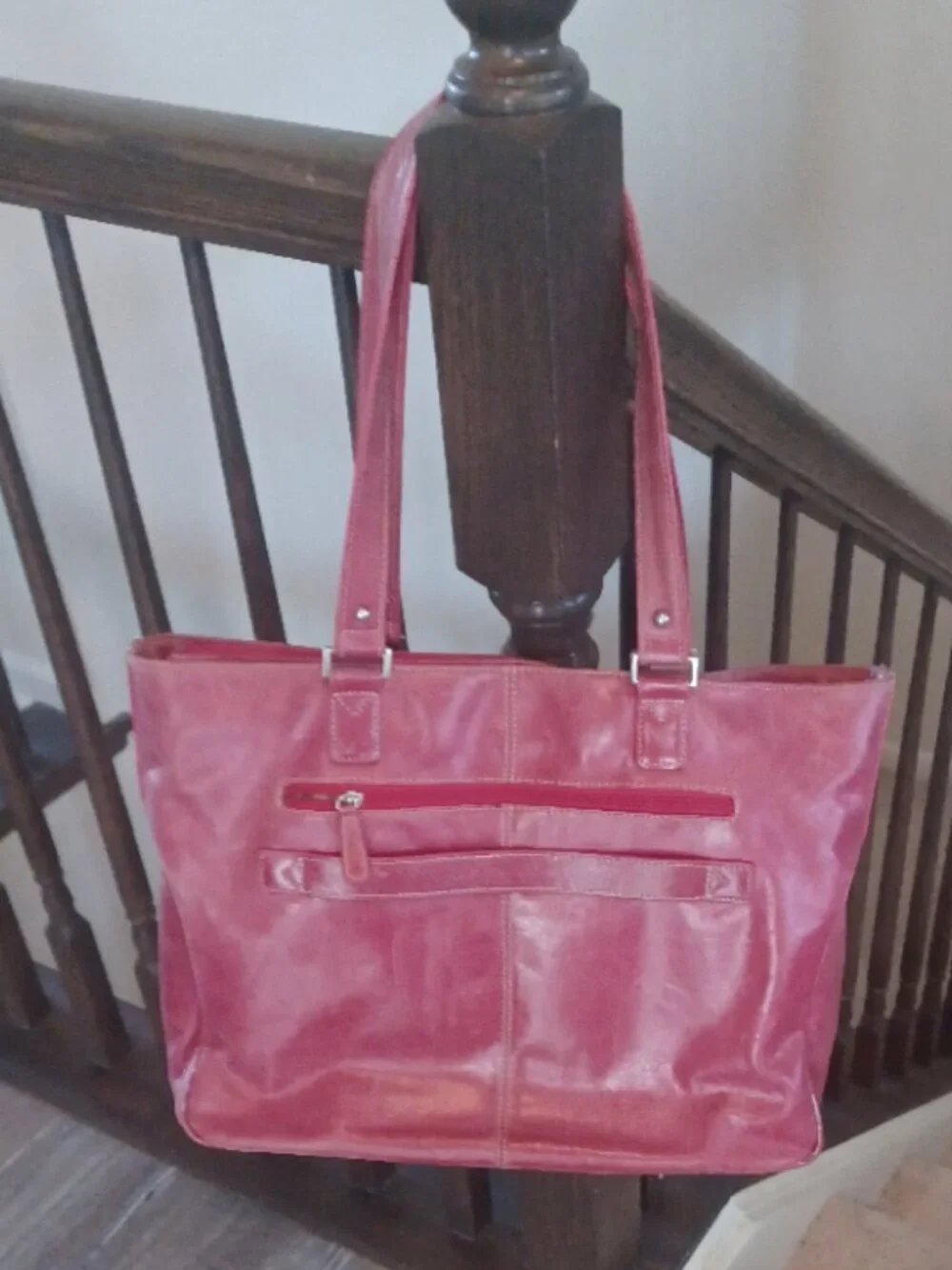 Clark & Mayfield Large Tote/Briefcase Distressed Pinkish/Red Bag/Laptop Holder
